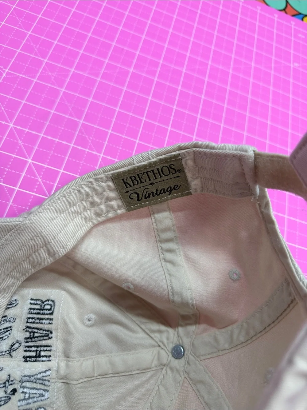 KBETHOS Beige 'Gray Hair Don't Care' Distressed Baseball Cap